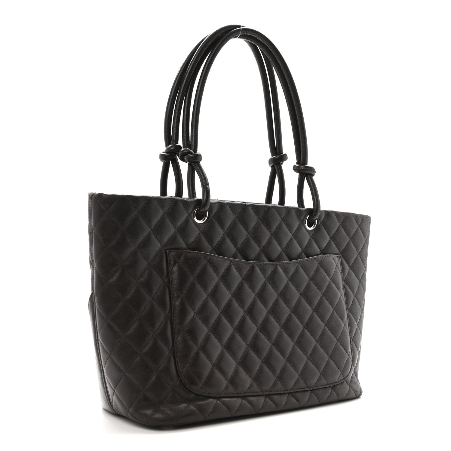 Calfskin Quilted Large Cambon Tote Brown