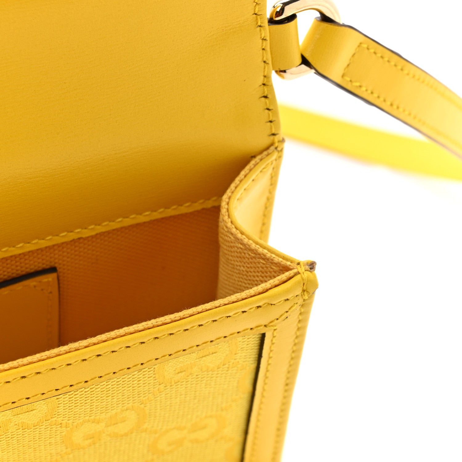 GG Monogram Scratch Lux Calfskin Mini Luce Shoulder Bag Yellow