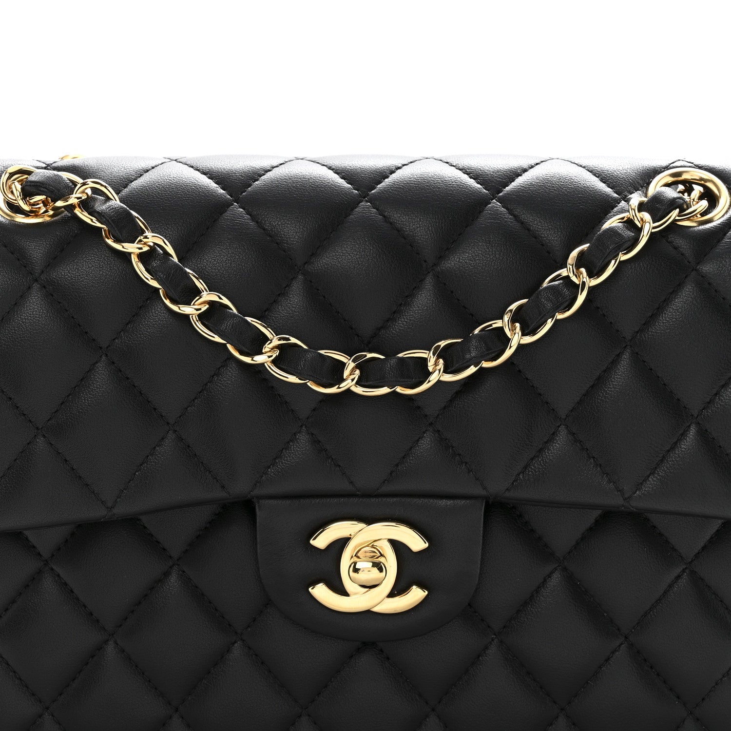 Lambskin Quilted Small Double Flap Black