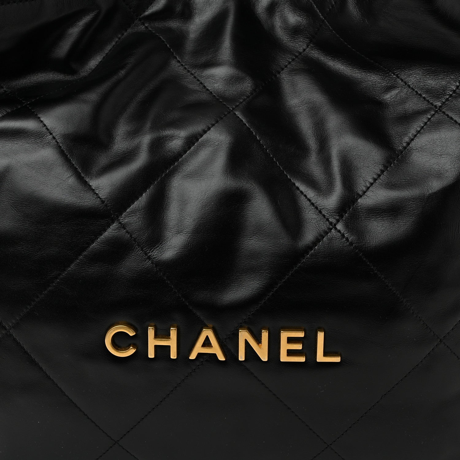 Shiny Calfskin Quilted Chanel 22 Black