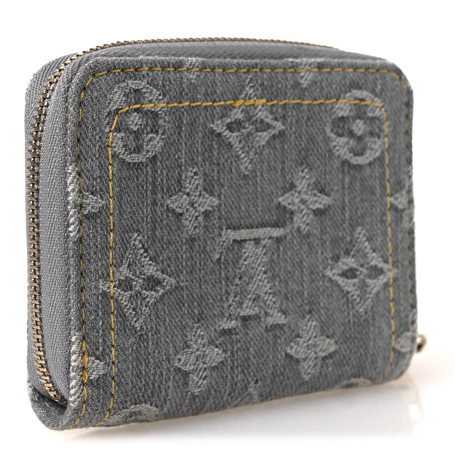 Denim Monogram Zippy Coin Purse Washed Gray