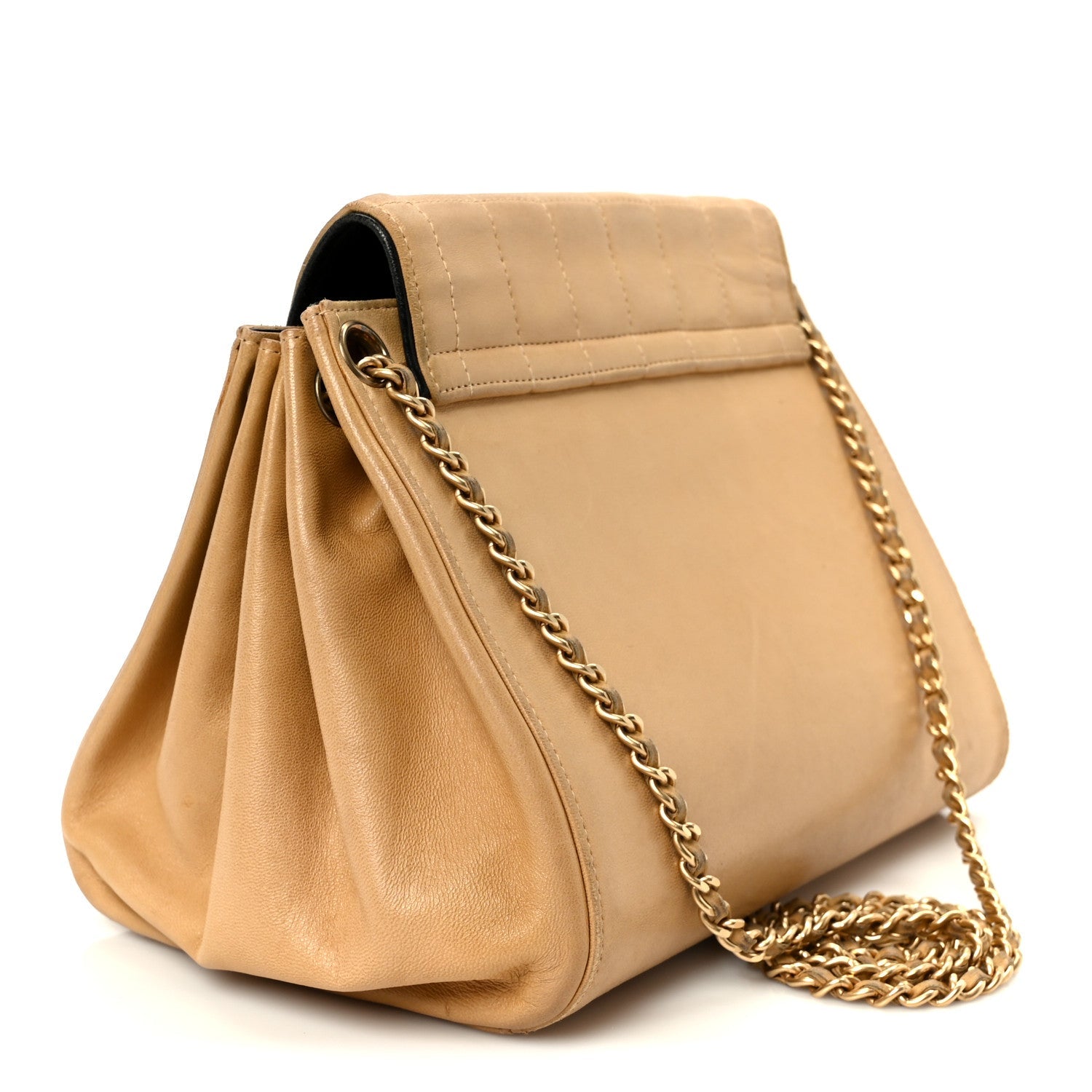 Lambskin Chocolate Bar Accordion Reissue Flap Beige