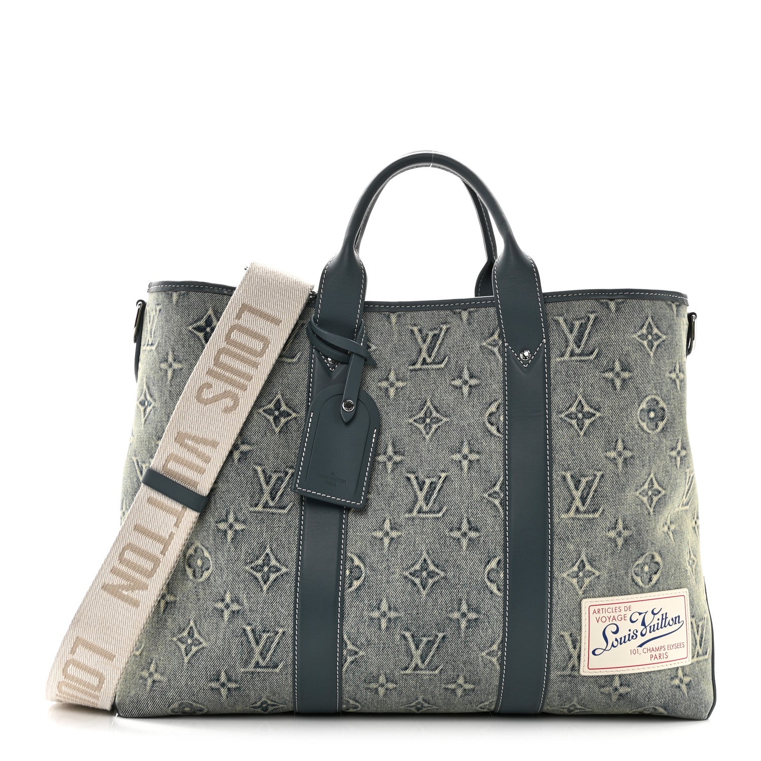 Monogram Washed Denim Weekend Tote NM Blue