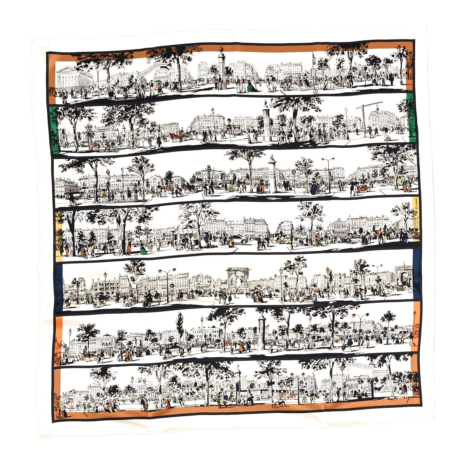 Silk l'Ombre des Boulevards Scarf 70 Creme Black Vert