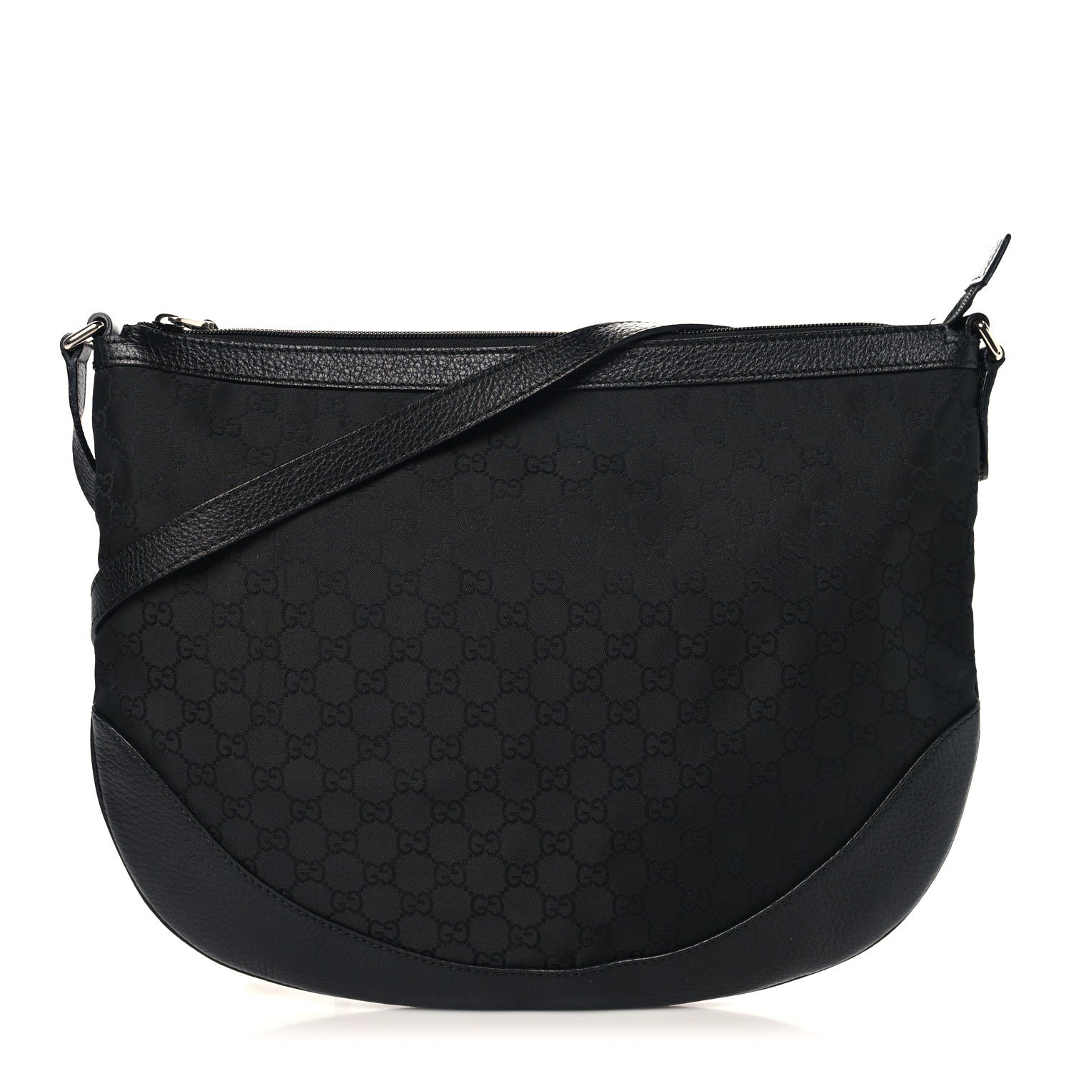 Denim Monogram Large Half Moon Hobo Black