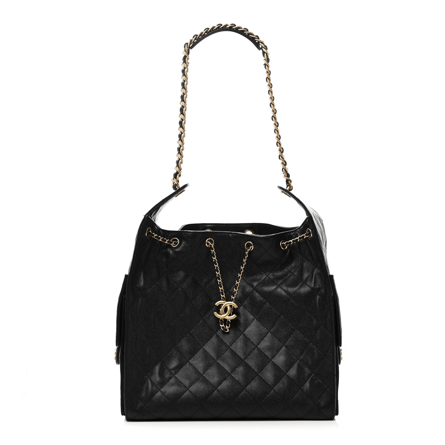 Caviar Quilted Medium Chanel 25 Handbag Black