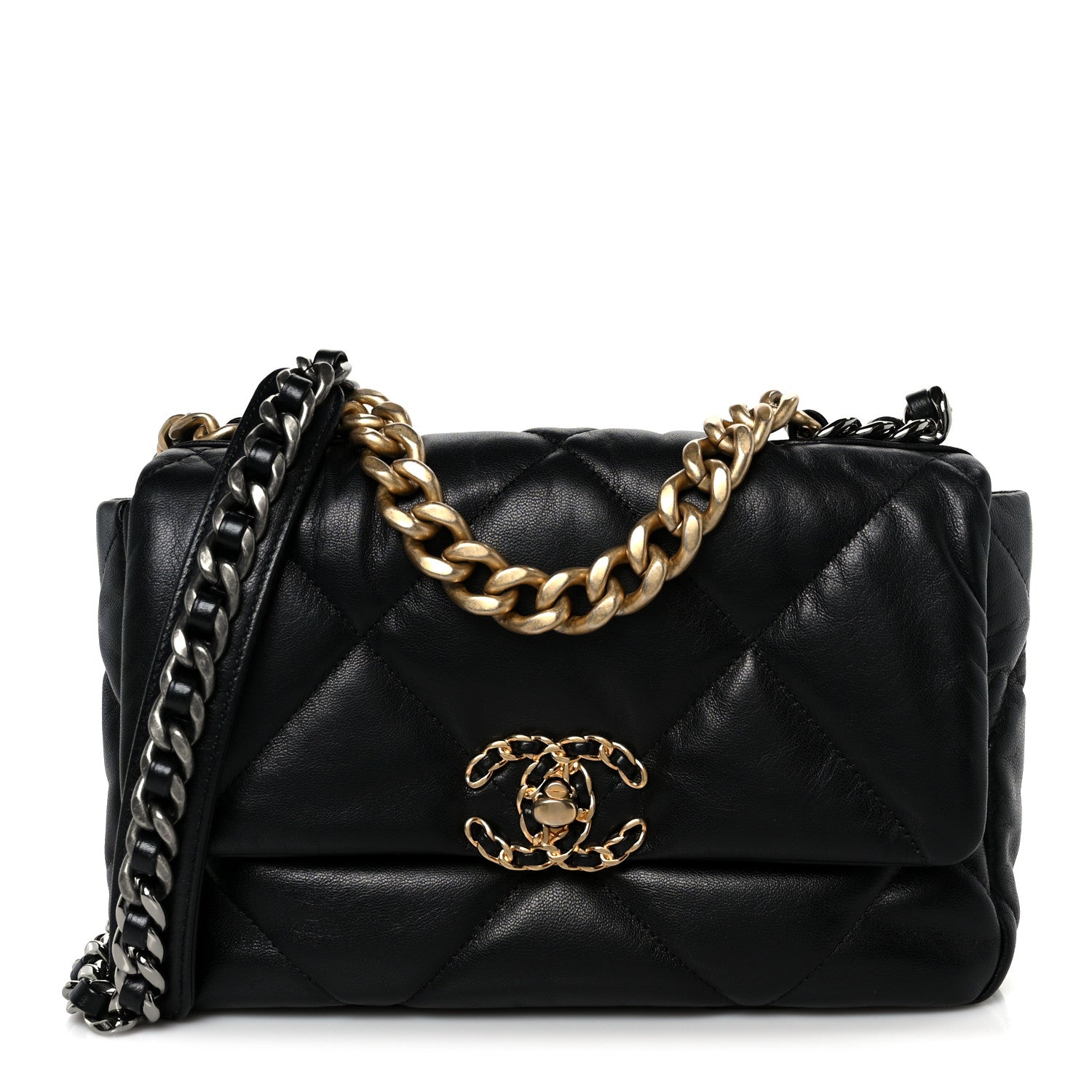 Lambskin Quilted Medium Chanel 19 Flap Black