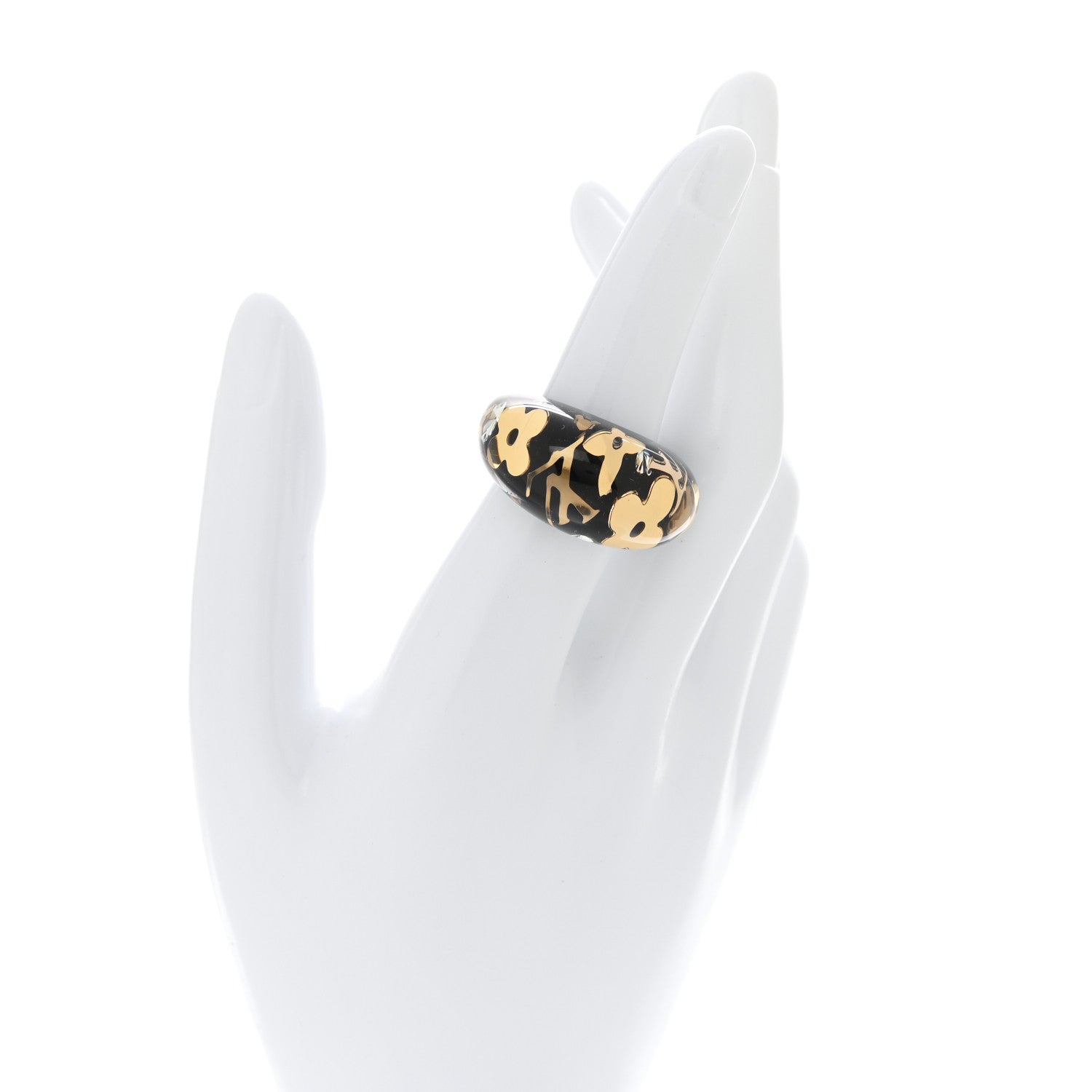 Resin Swarovski Crystal Inclusion Ring M 53 6.5 Black