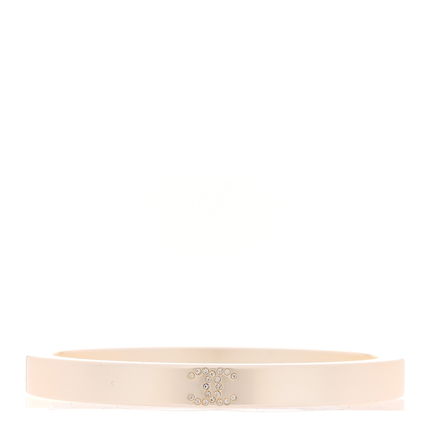 Resin Crystal CC Bangle Bracelet White