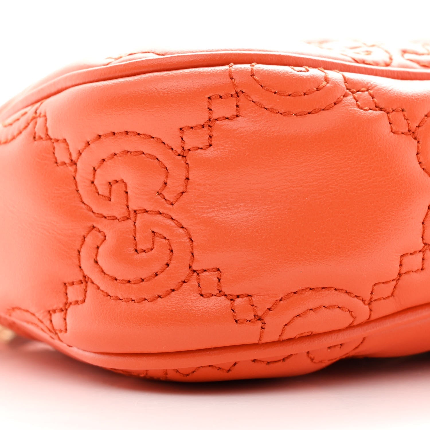 Calfskin GG Matelasse Chain Handbag Deep Orange Natural