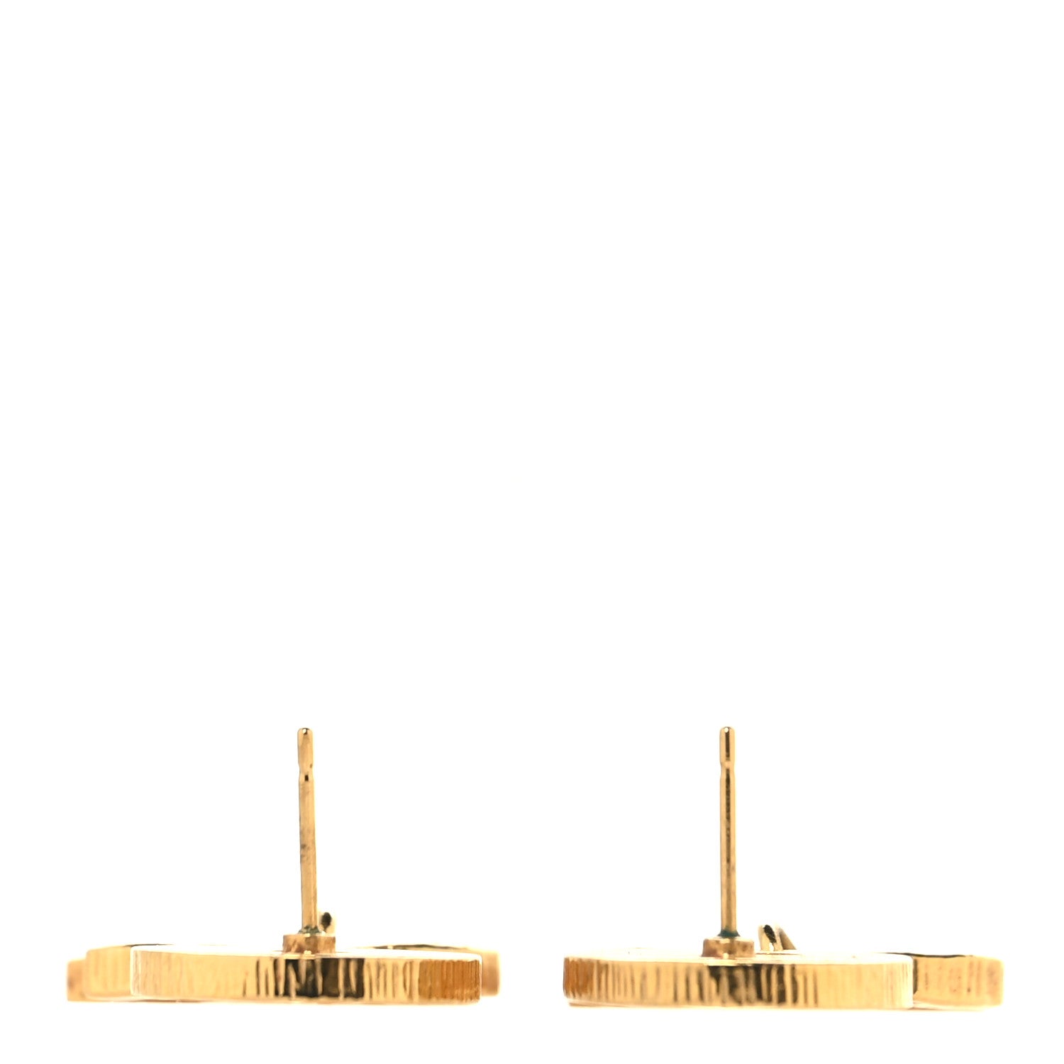 Metal Disc CC Drop Earrings Gold