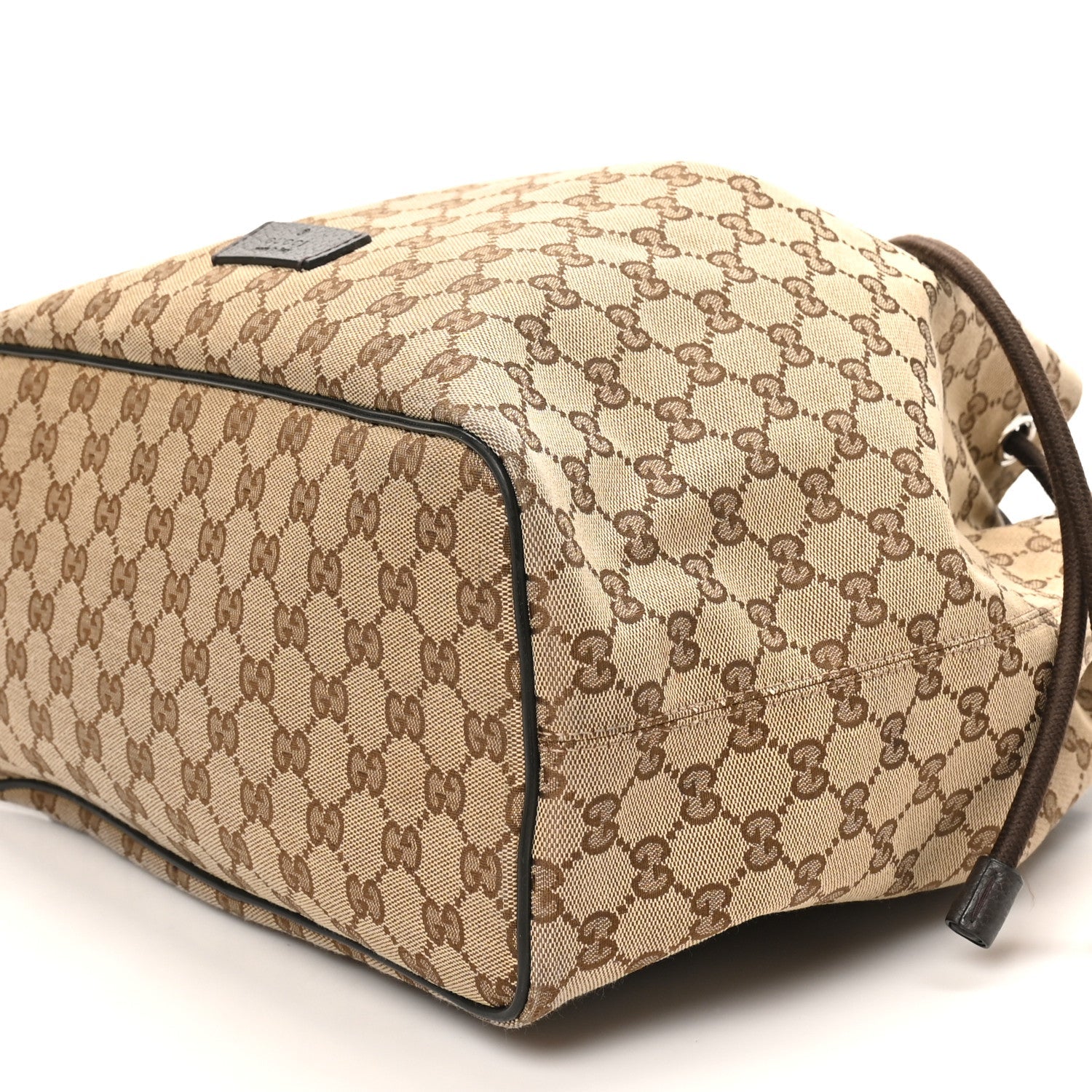Monogram Dollar Calfskin O Drawstring Backpack Beige Ebony Testa di Moro Dark Chocolate