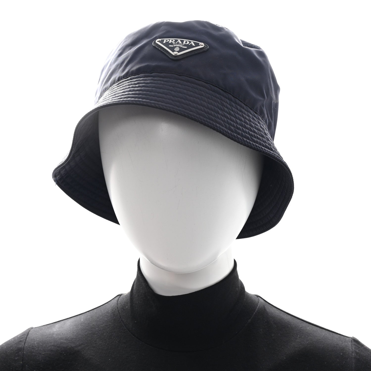 Re-Nylon Metal Triangle Logo Womens Bucket Hat XL Black