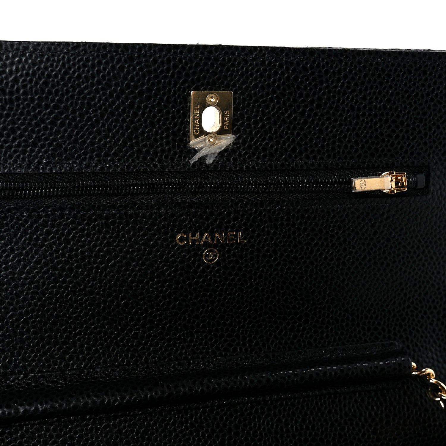 Caviar Quilted CC Turnlock Wallet On Chain WOC Black