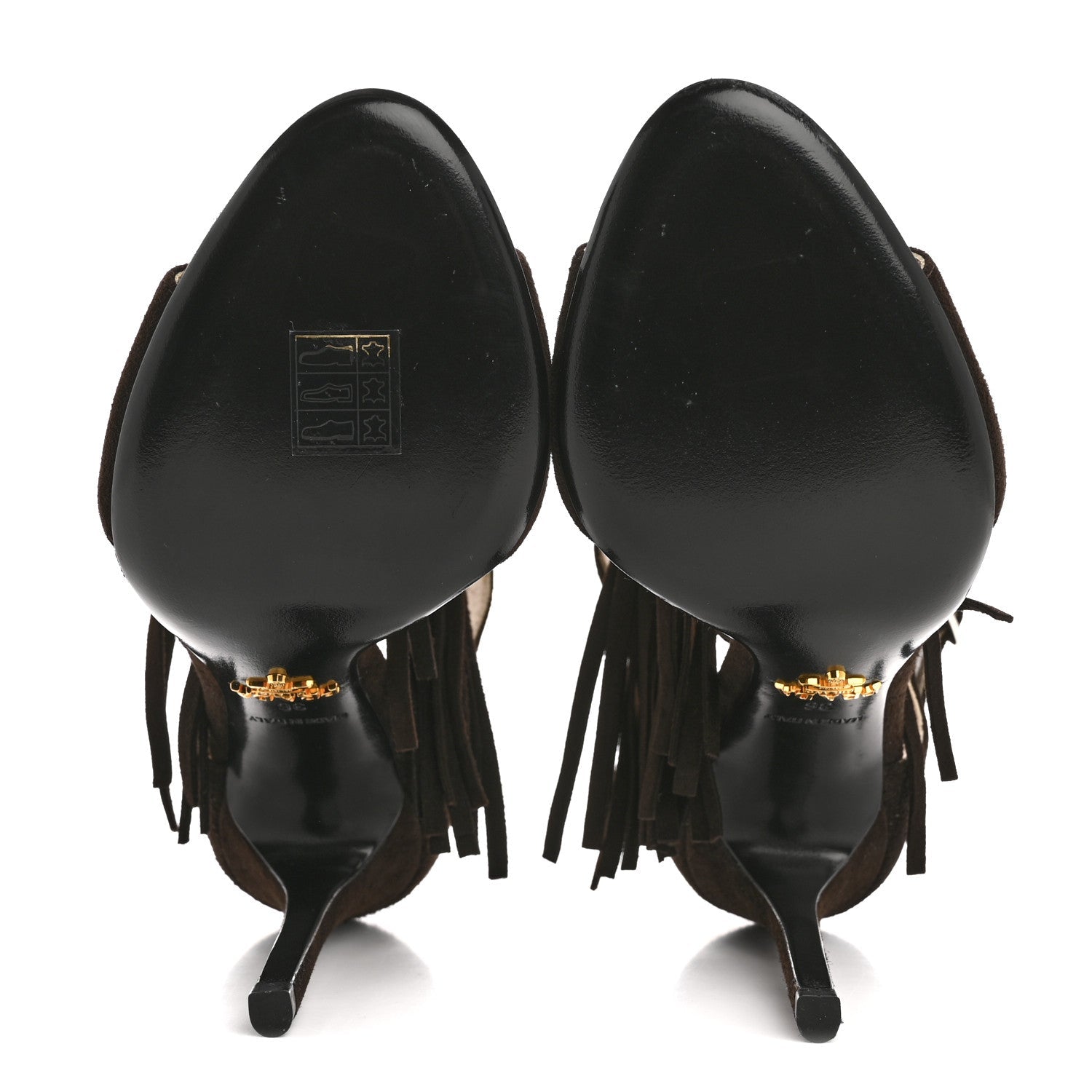 Suede Fringe Peep Toe Sandal 36 Moro