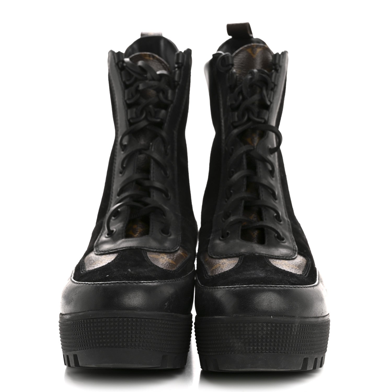 Suede Calfskin Monogram Laureate Platform Desert Boots 41 Black