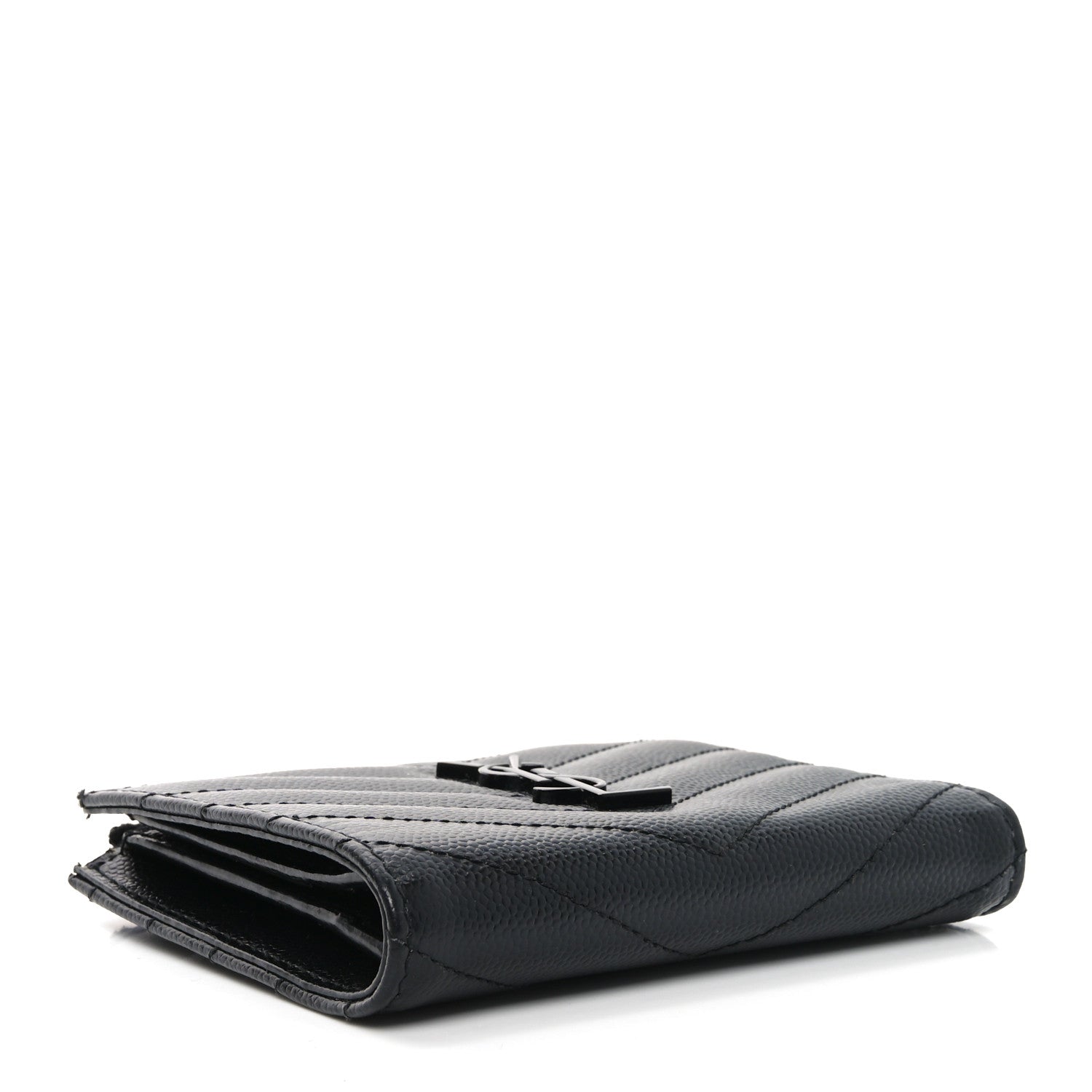 Grain De Poudre Matelasse Chevron Monogram Zipped Card Case Black