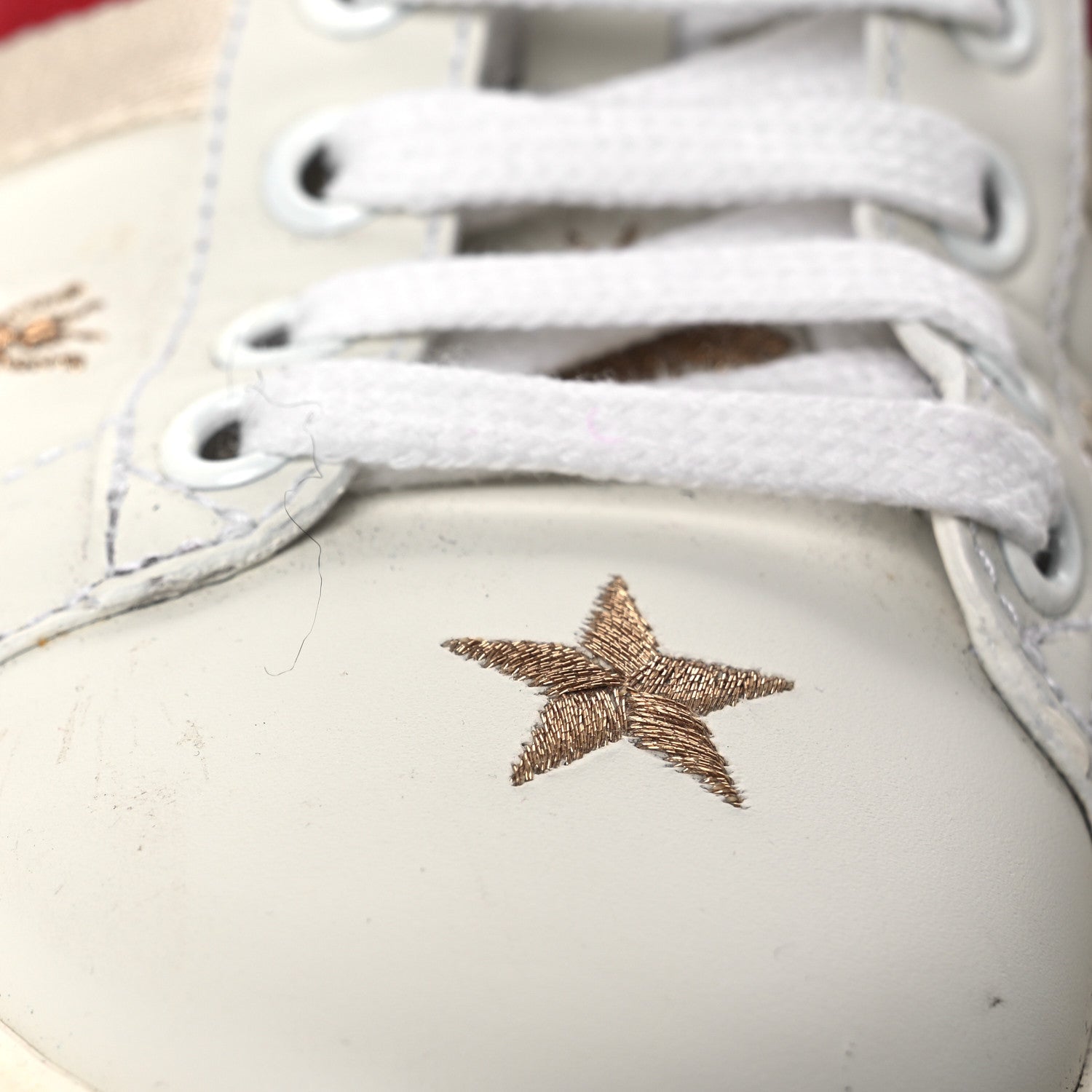 Calfskin Bee Star Embroidered Sylvie Web Ace Sneakers 35.5 White