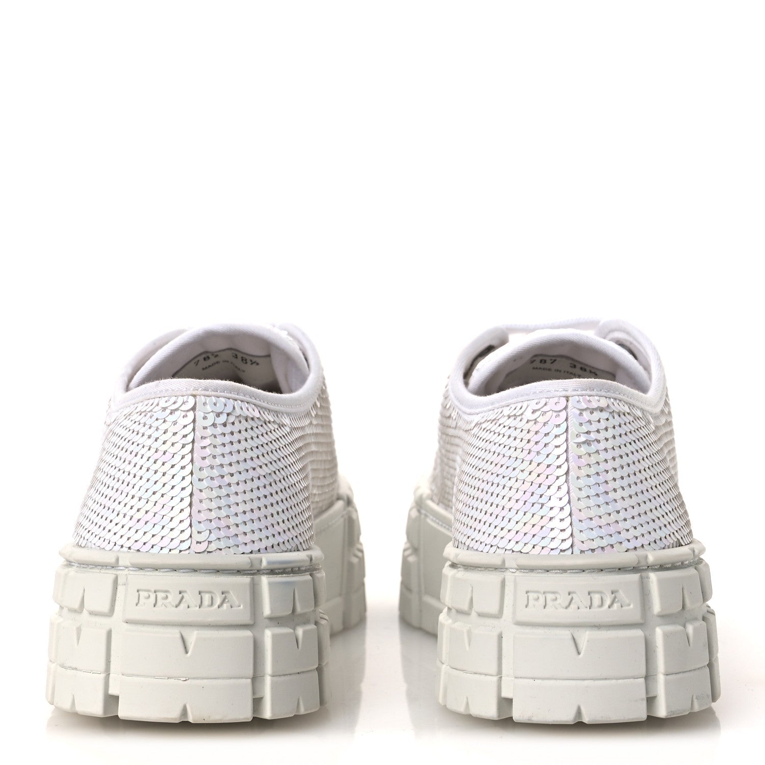 Paillettes Triangle Logo Double Wheel 50mm Sneakers 38.5 White
