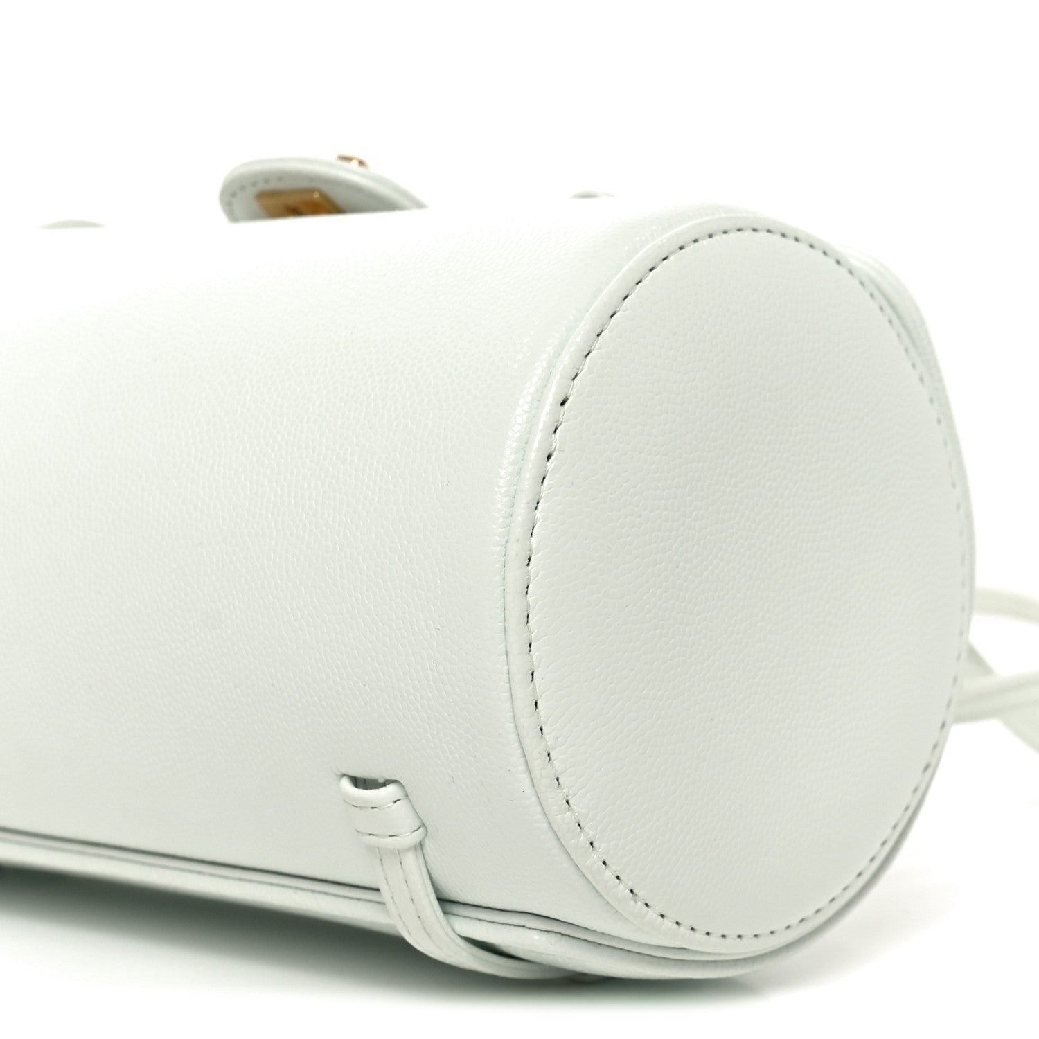 Shiny Caviar Preppy Coco Small Bowling Bag Light Blue