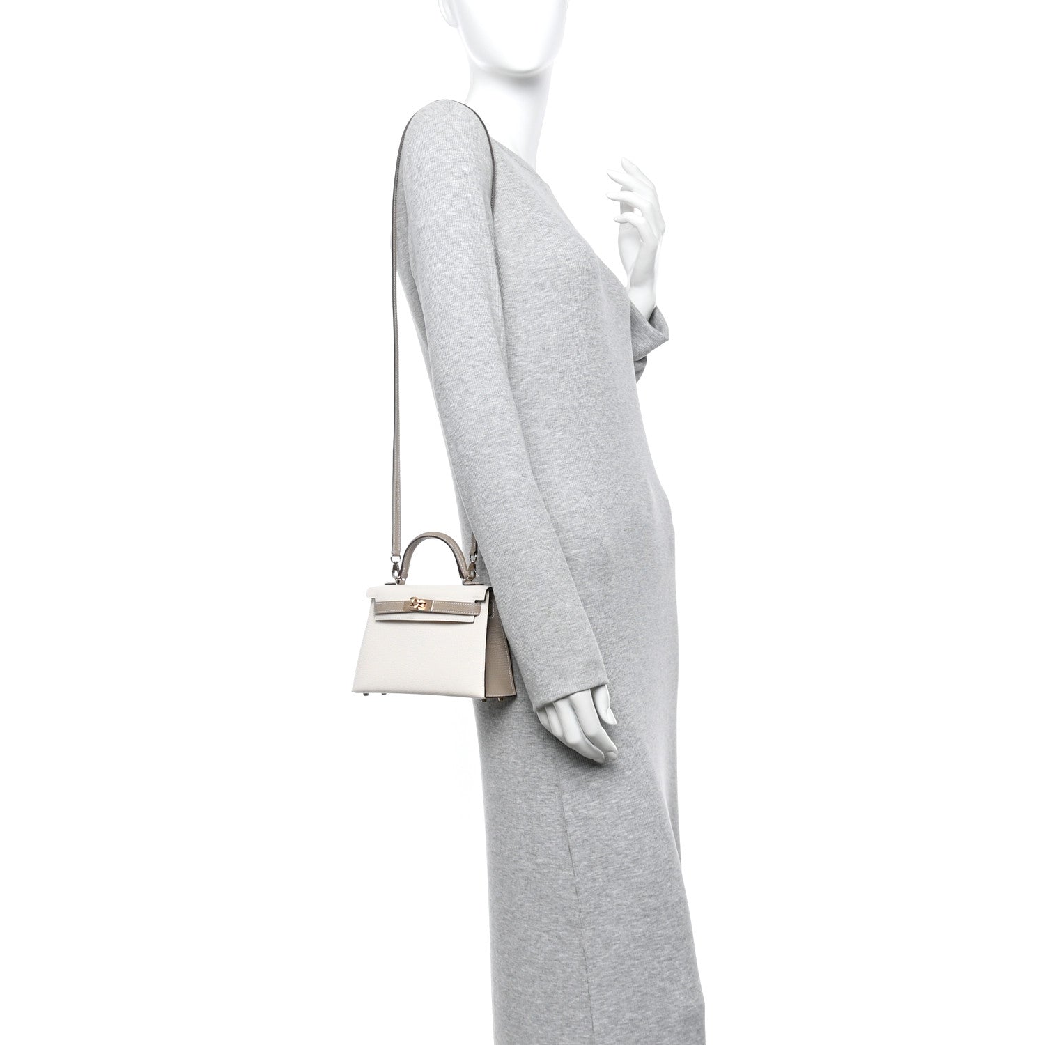 Chevre Mysore Horseshoe Mini Kelly Sellier 20 Nata Gris Tourterelle