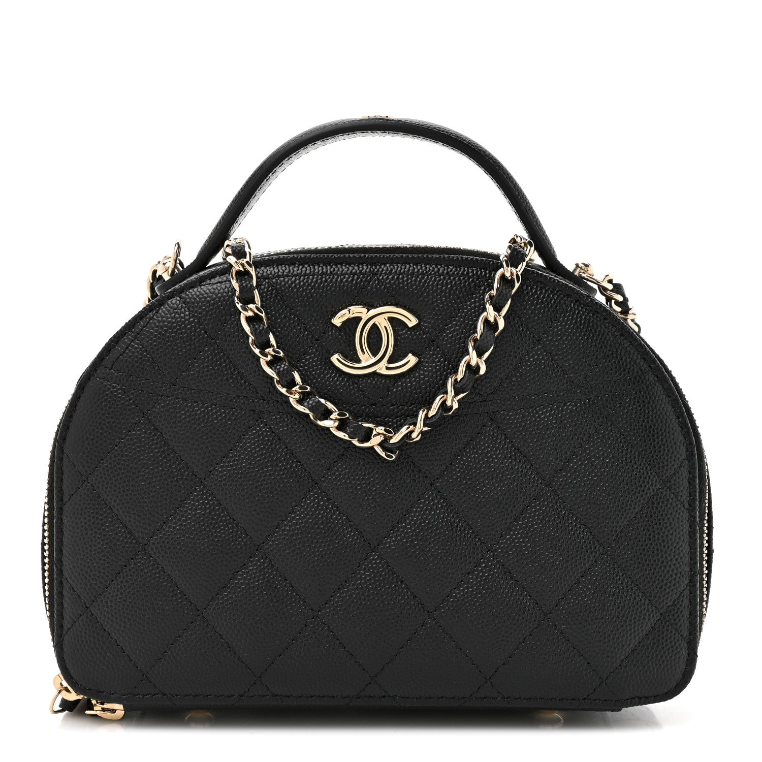 Caviar Quilted Top Handle Vanity Case Black