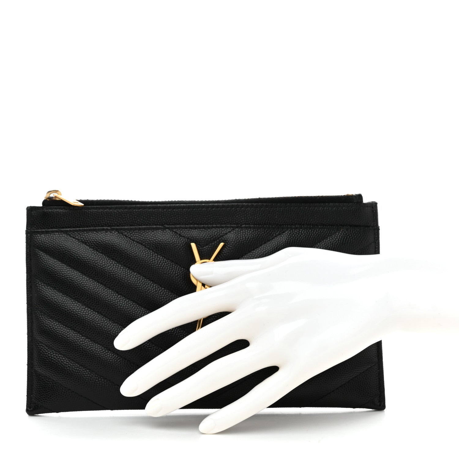 Grain De Poudre Chevron Monogram Bill Pouch Black
