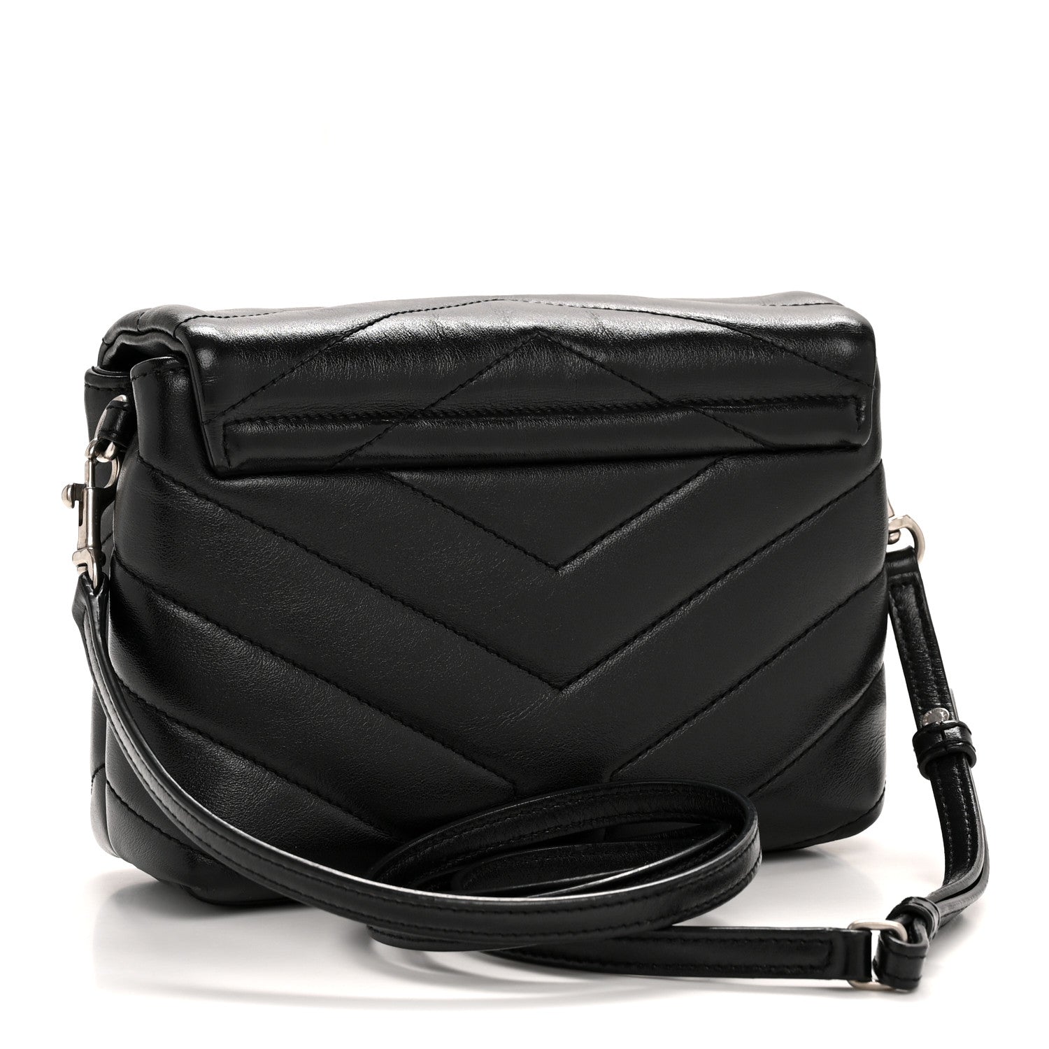 Calfskin Y Quilted Monogram Toy Loulou Crossbody Bag Black