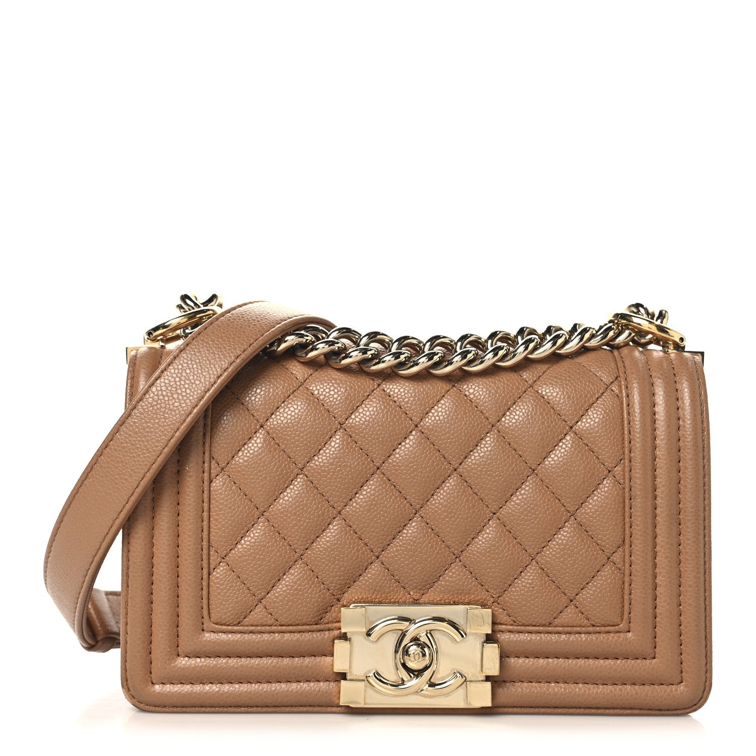Caviar Quilted Small Boy Flap Brown