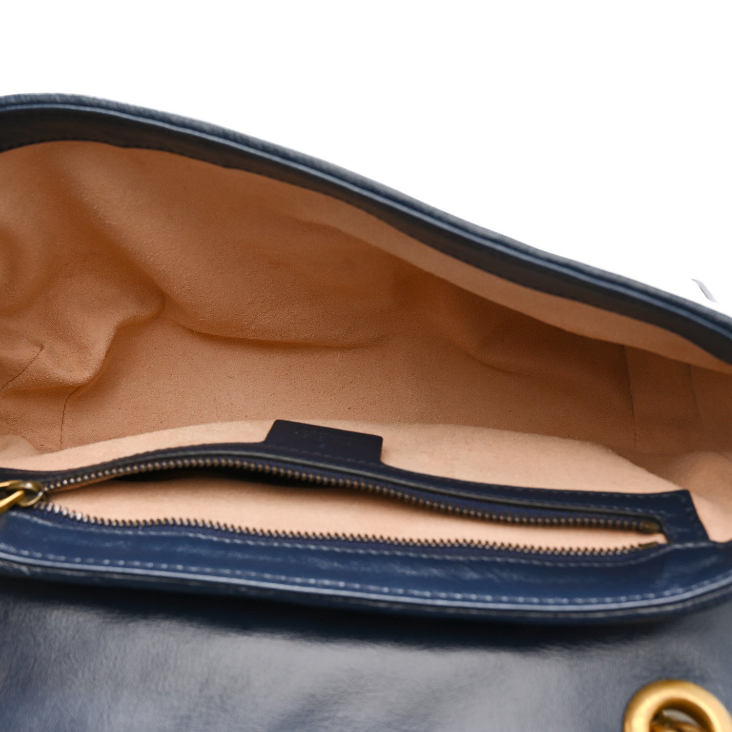 Vintage Effect Calfskin Matelasse Diagonal Small Torchon GG Marmont Shoulder Bag Mystic White Blue Agata