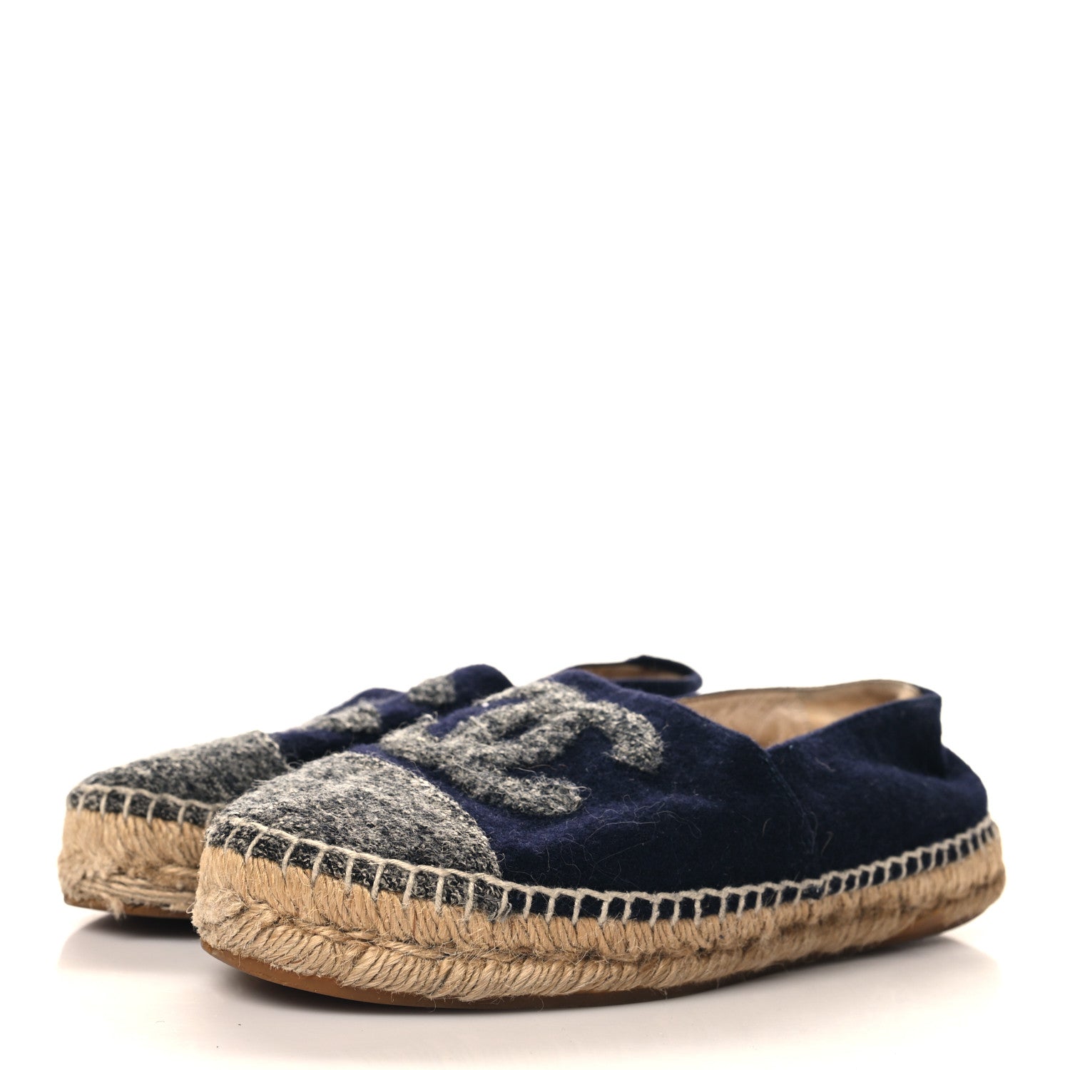 Velvet Tweed CC Espadrilles 36 Navy Grey