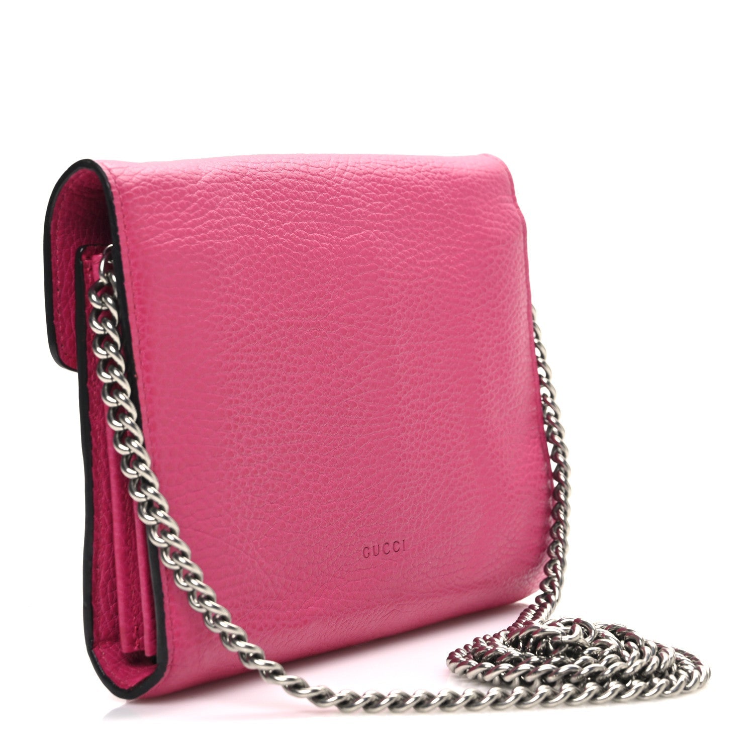 Dollar Calfskin Crystal Mini Dionysus Chain Wallet Box Pink