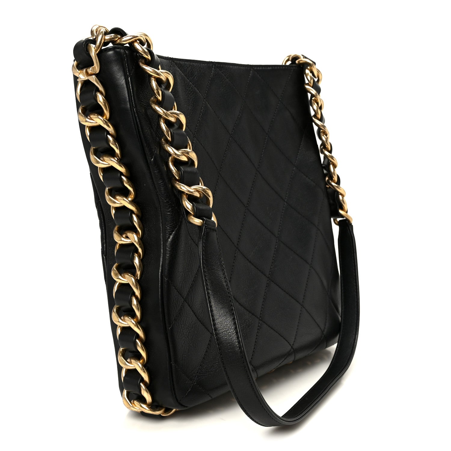 Lambskin Quilted Multi Chain Hobo Black