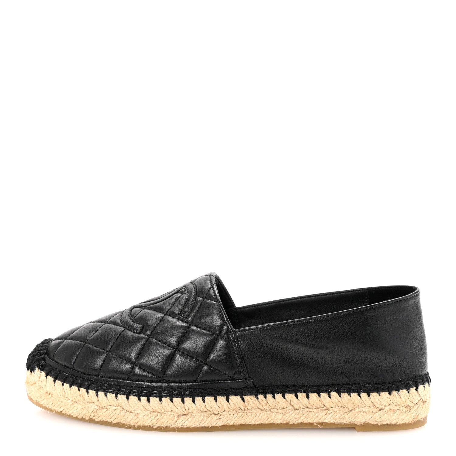 Lambskin Quilted CC Espadrilles 36 Black