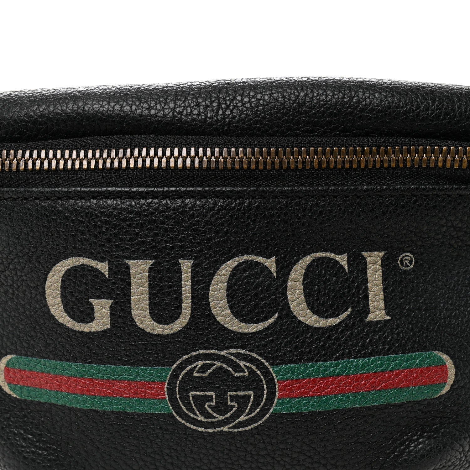 Grained Calfskin Small Logo Belt Bag Black