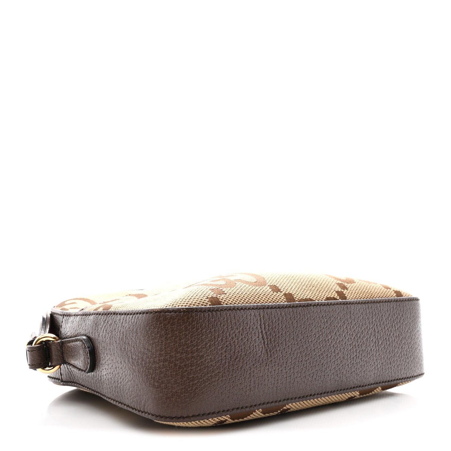 Monogram Jumbo GG Textured Dollar Calfskin Web Messenger Shoulder Bag Camel Ebony New Acero