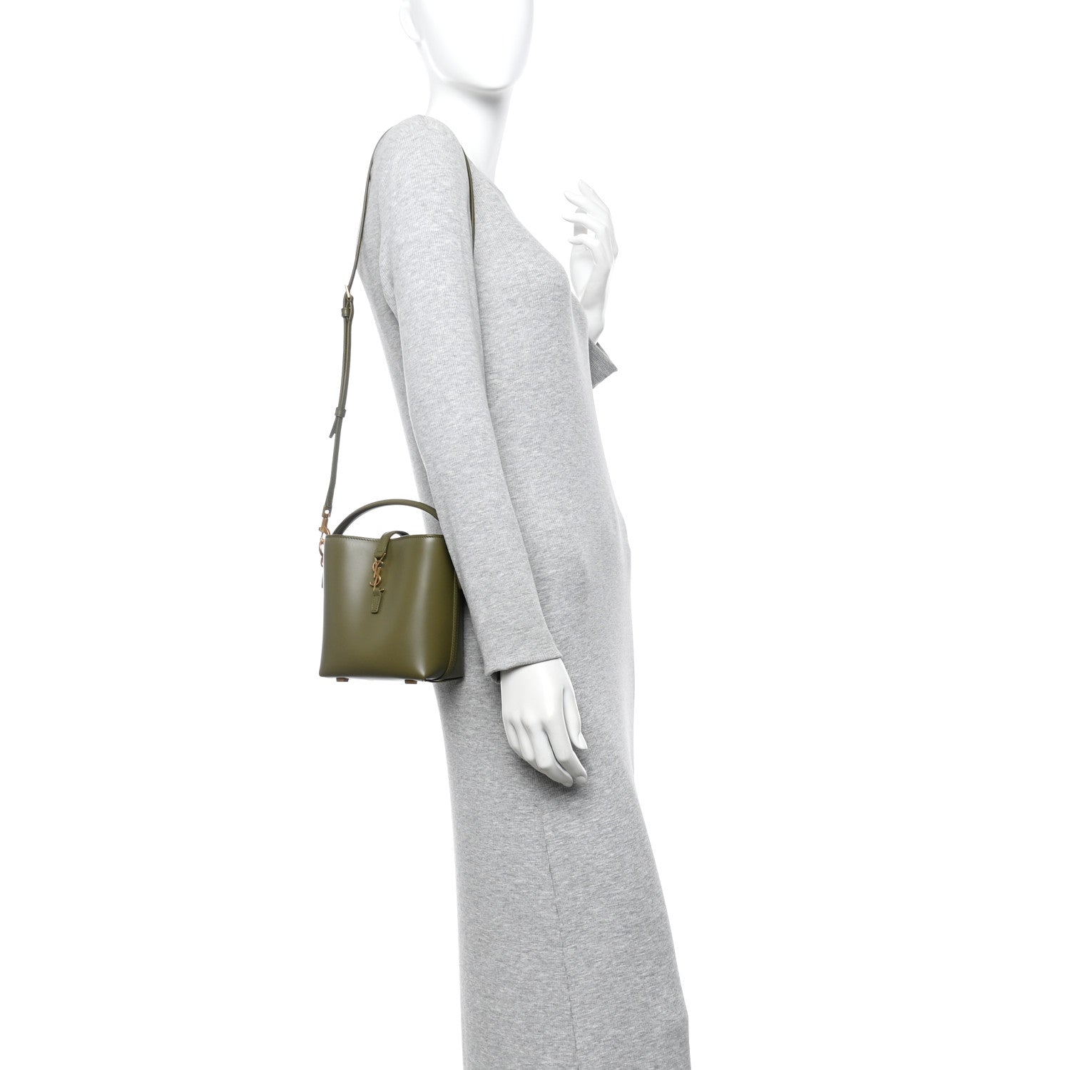 Shiny Calfskin Le 37 Mini Bucket Bag Strong Moss