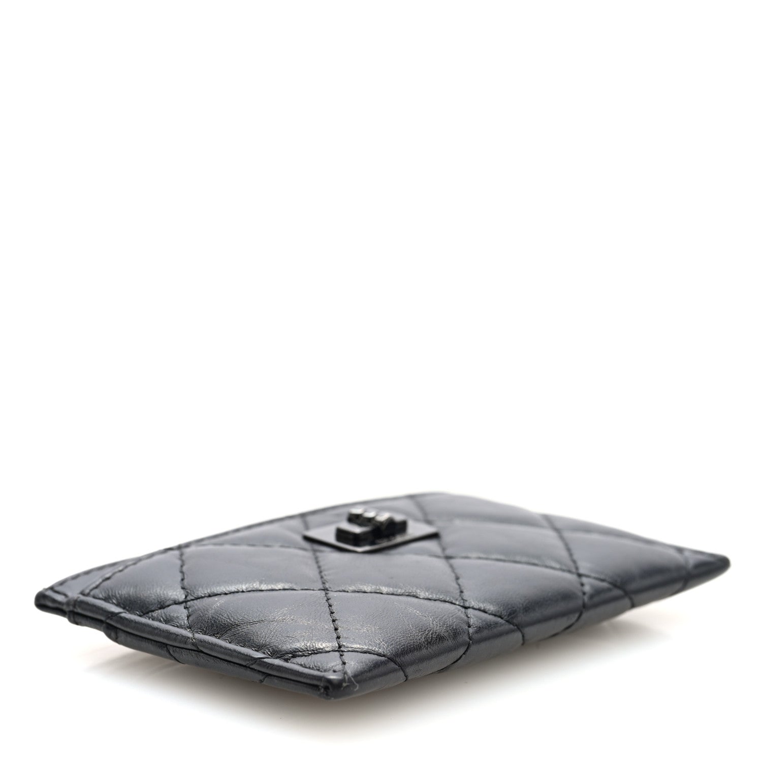 Aged Calfskin Quilted Reissue Card Holder So Black