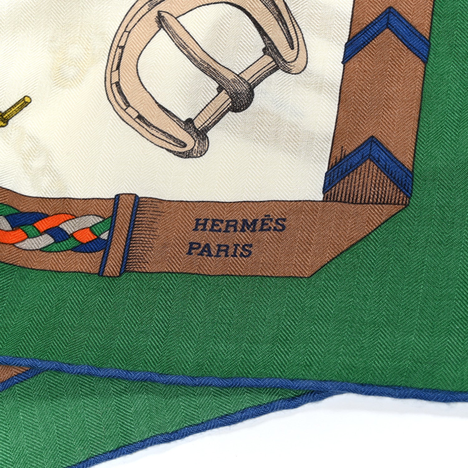 Cashmere Silk Chevaux Dechaines Shawl 140 Emeraude White Multicolor