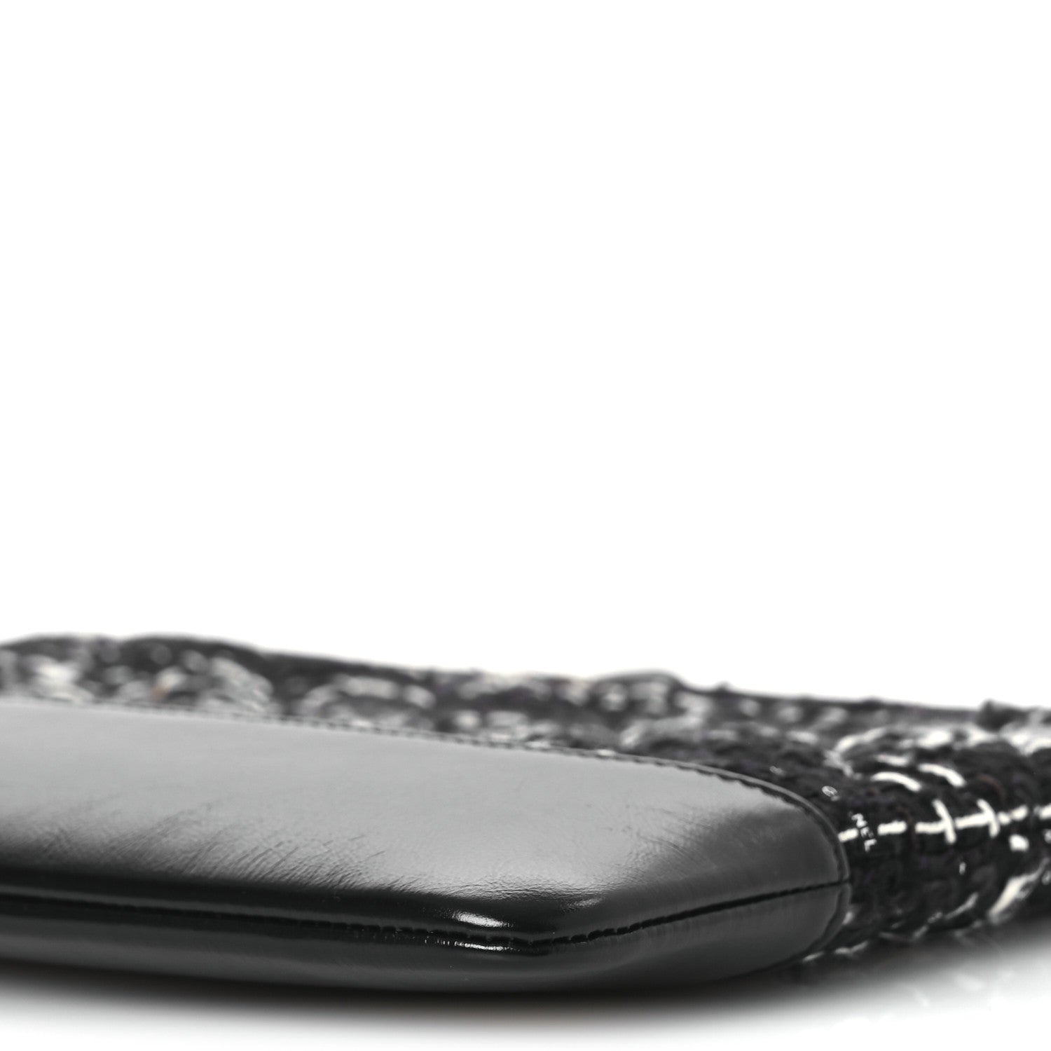 Tweed Calfskin Quilted Medium Cosmetic Pouch Black White