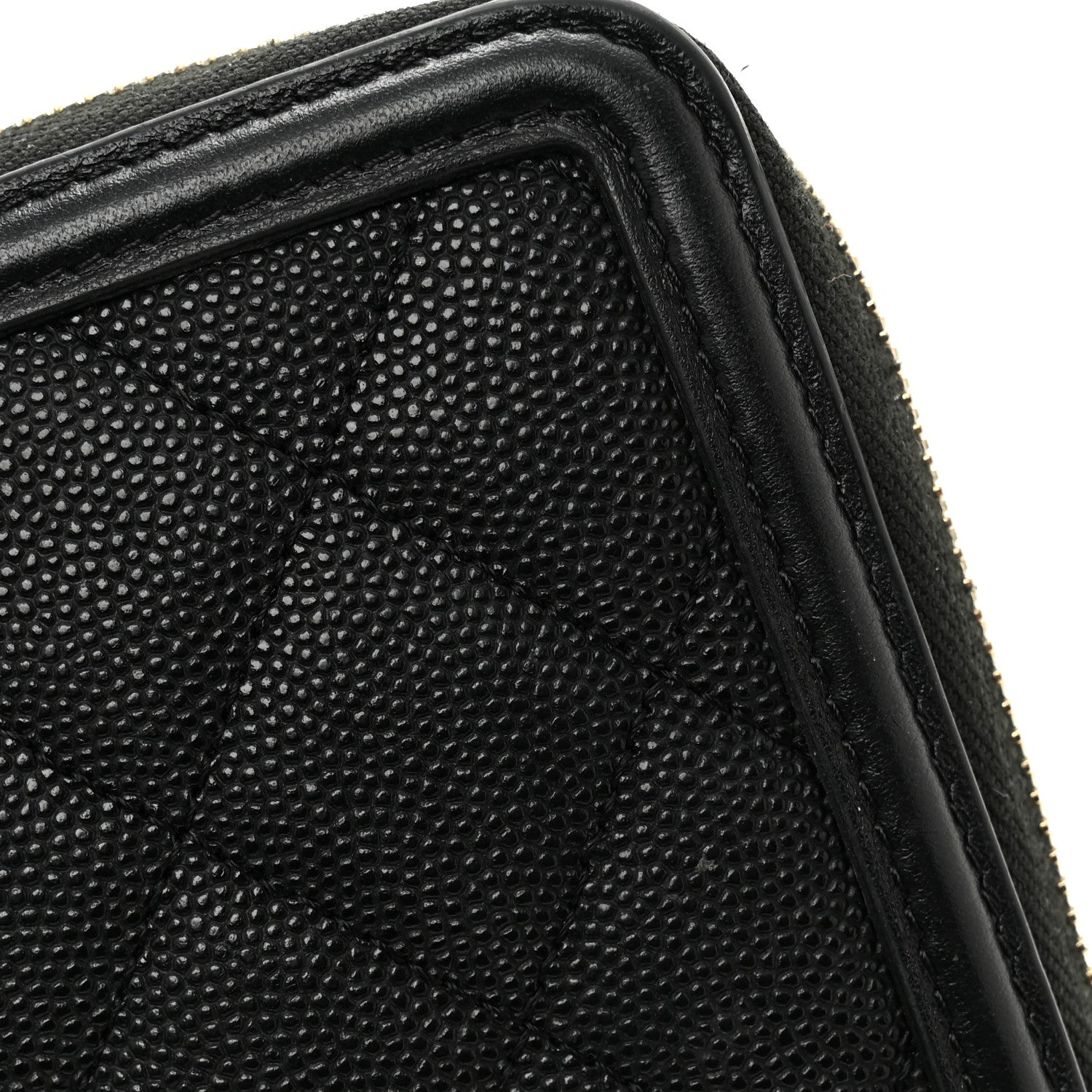 Caviar Quilted Filigree Zip Around Wallet Black