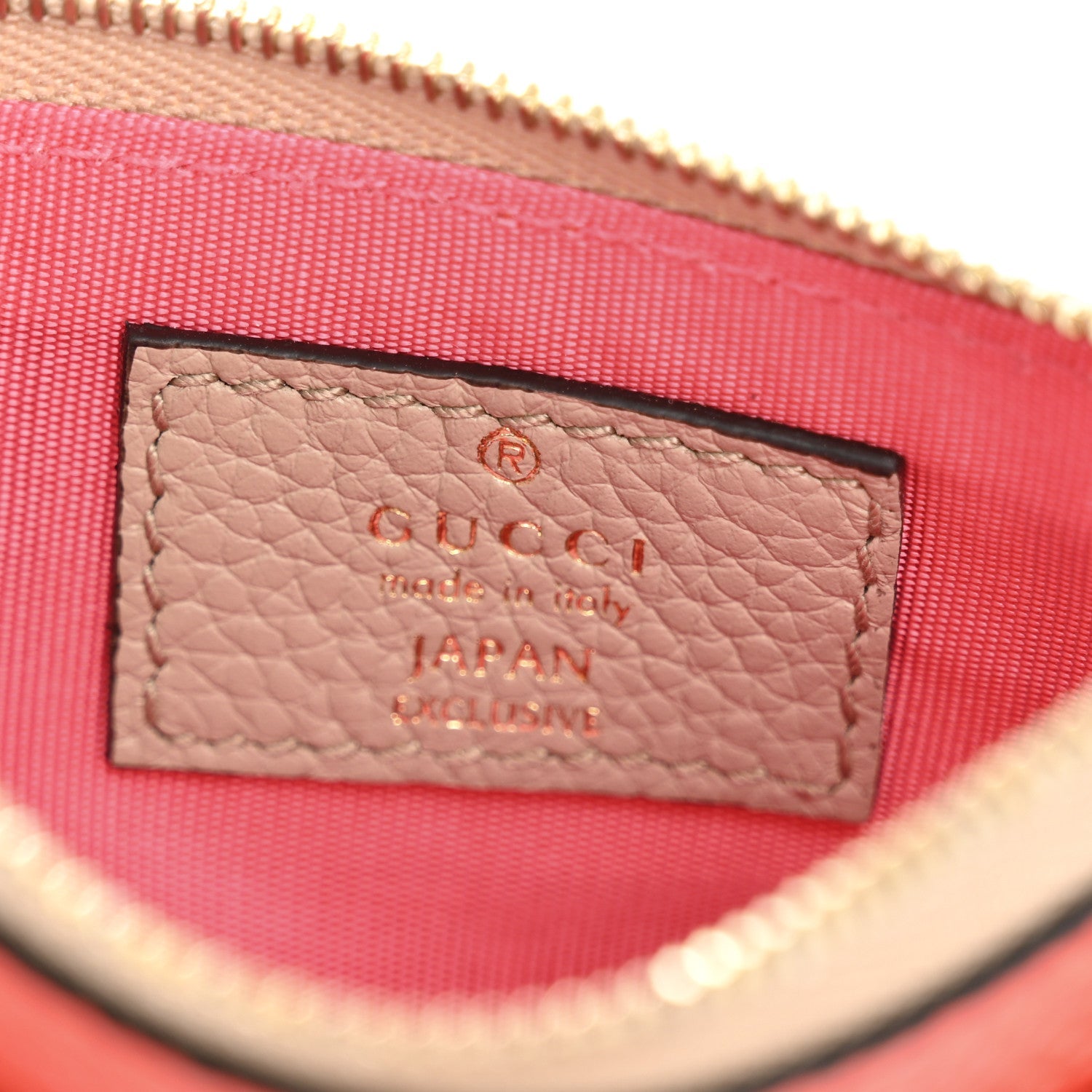 Dollar Calfskin GG Marmont Zip Key Pouch Beige Sun Orange