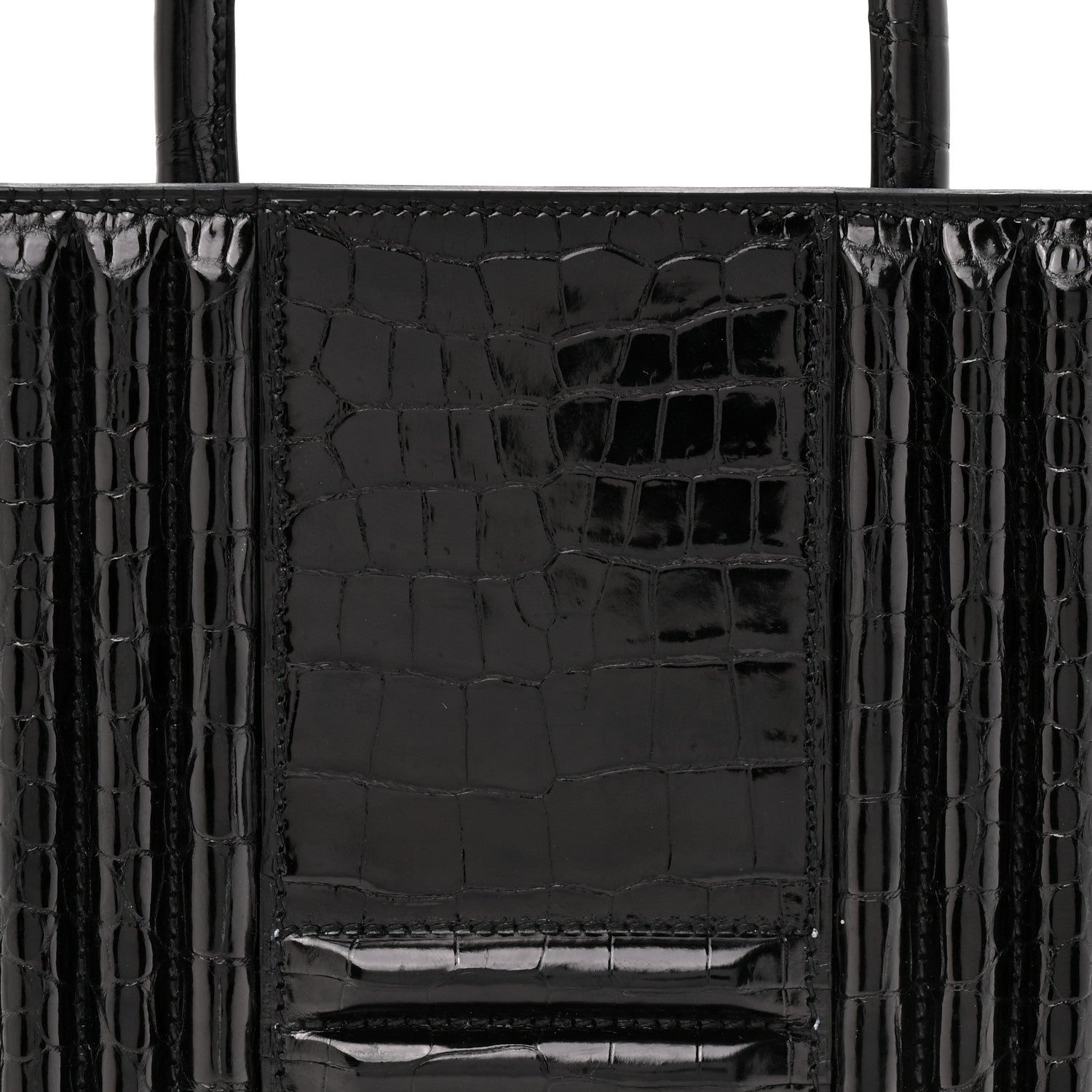 Shiny Porosus Crocodile Lisse Kelly Cadena Clutch Black