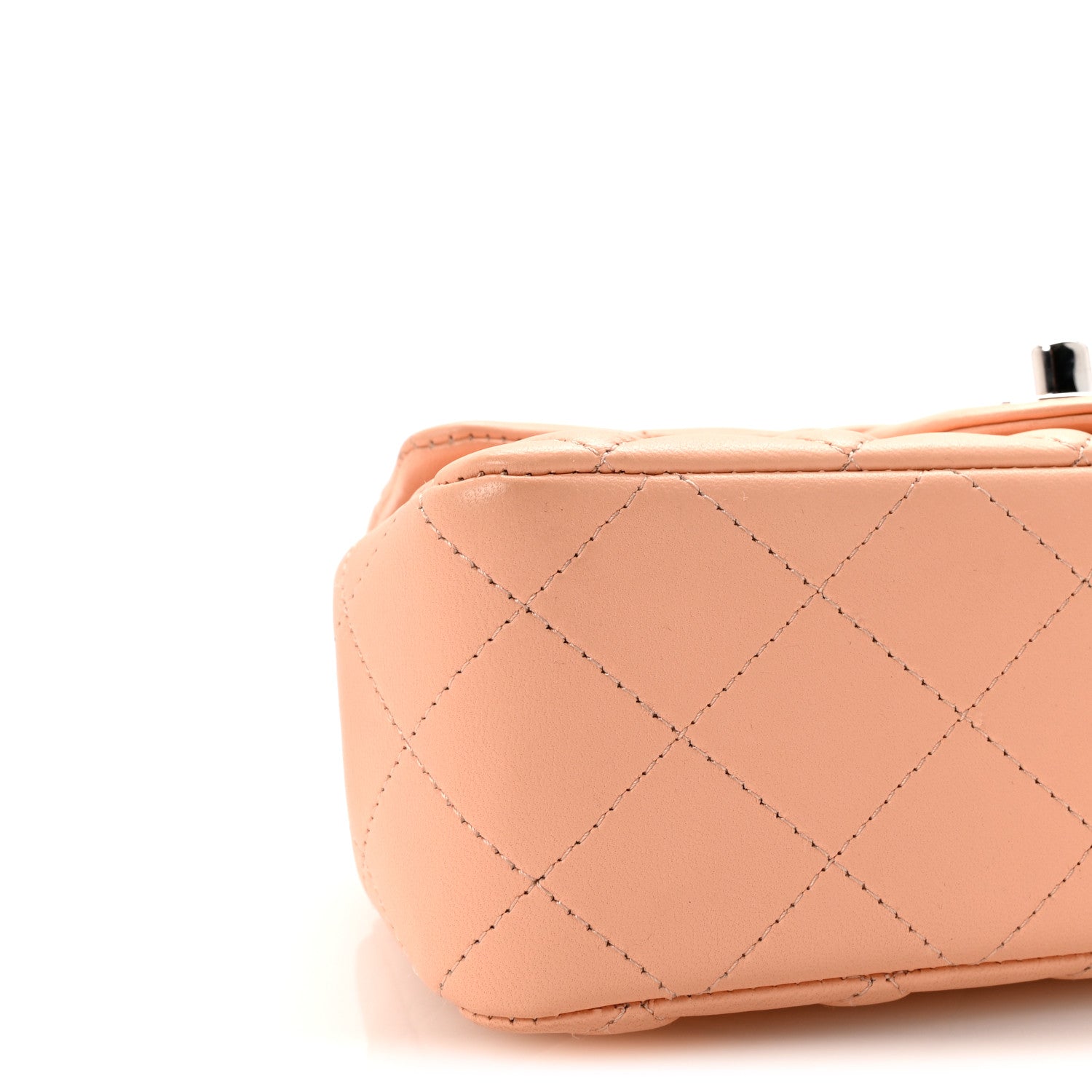 Lambskin Quilted Mini Rectangular Flap Light Pink