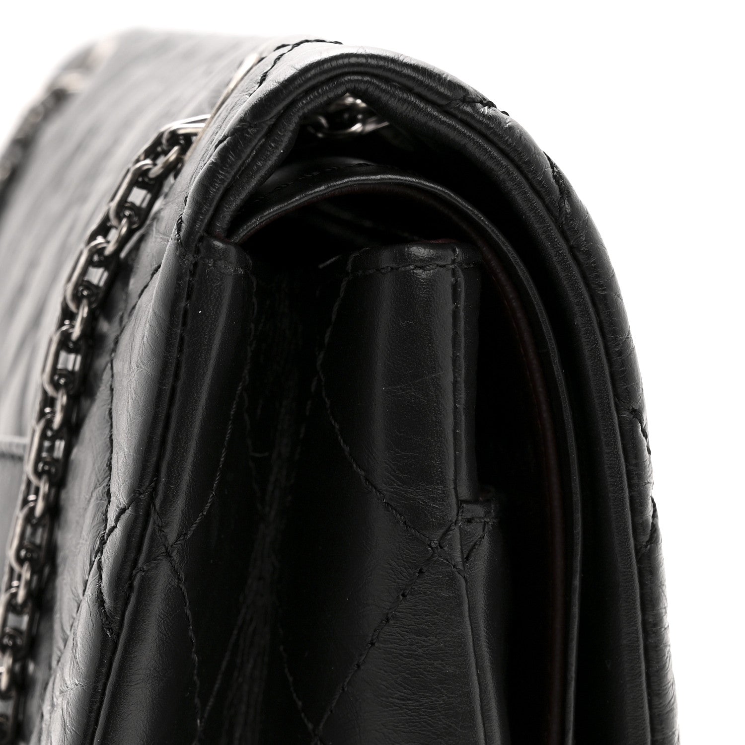 Aged Calfskin Quilted 2.55 Reissue 227 Flap Black