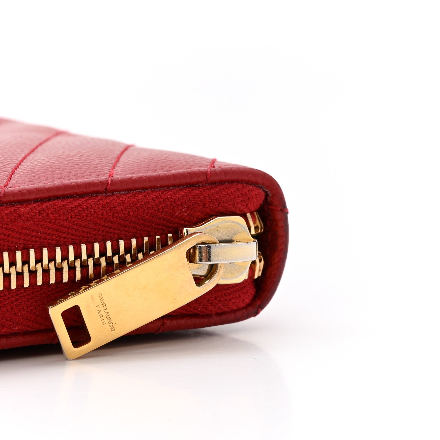 Grain De Poudre Matelasse Chevron Monogram Zip Around Wallet Red