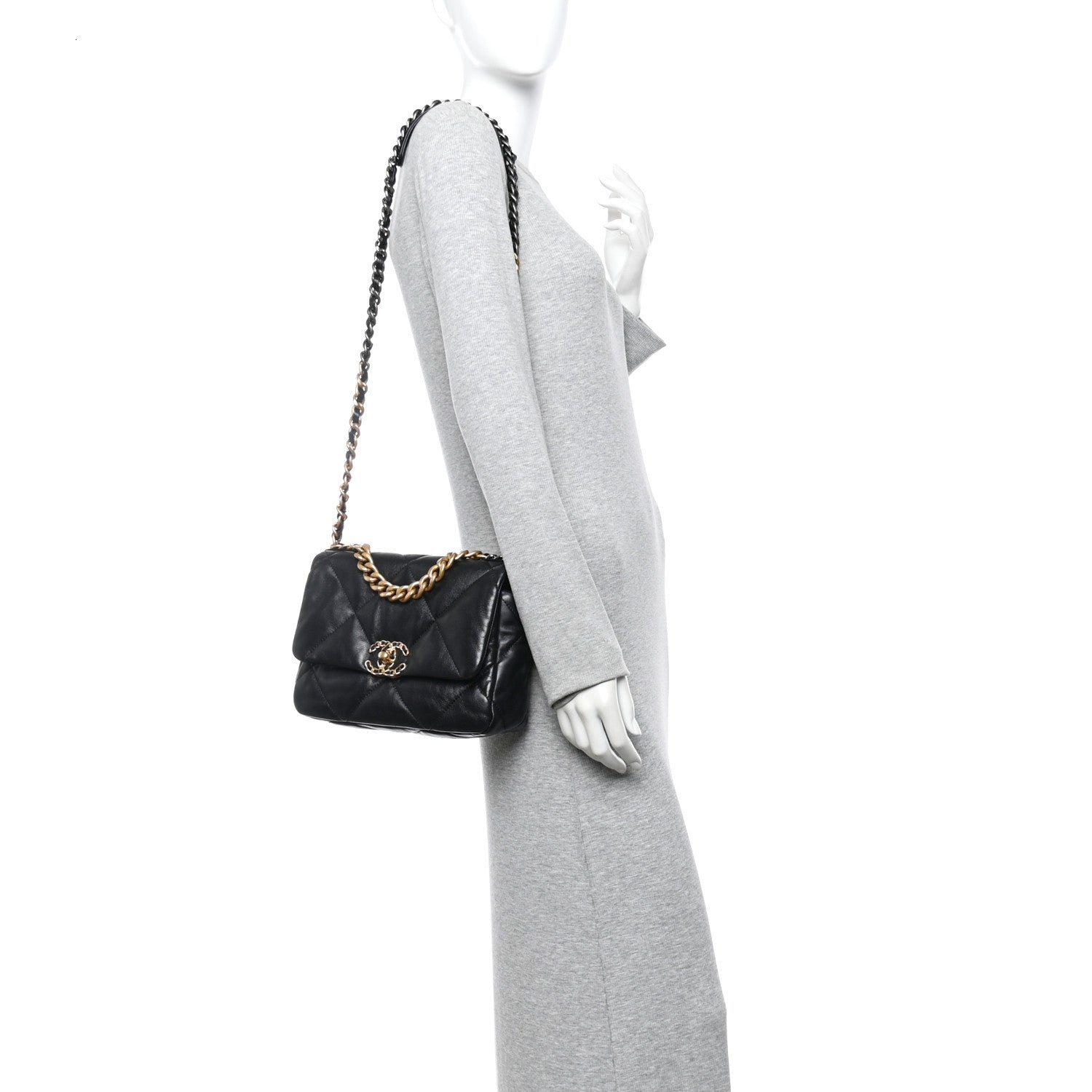 Goatskin Quilted Medium Chanel 19 Flap Black