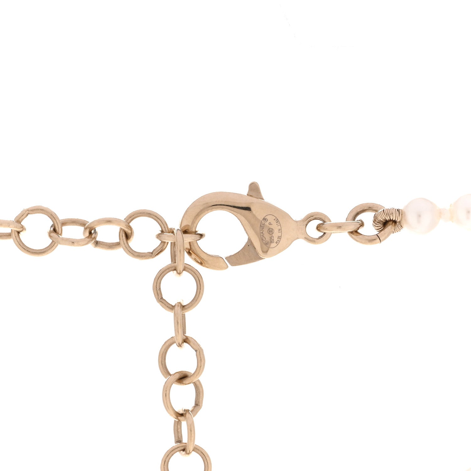 Pearl Crystal CC Short Charm Necklace Gold