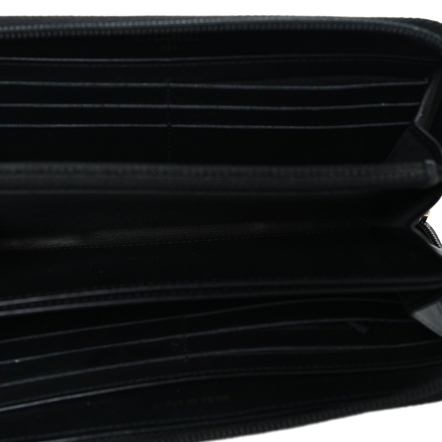 Caviar Quilted Boy Long Zip Around Wallet Black