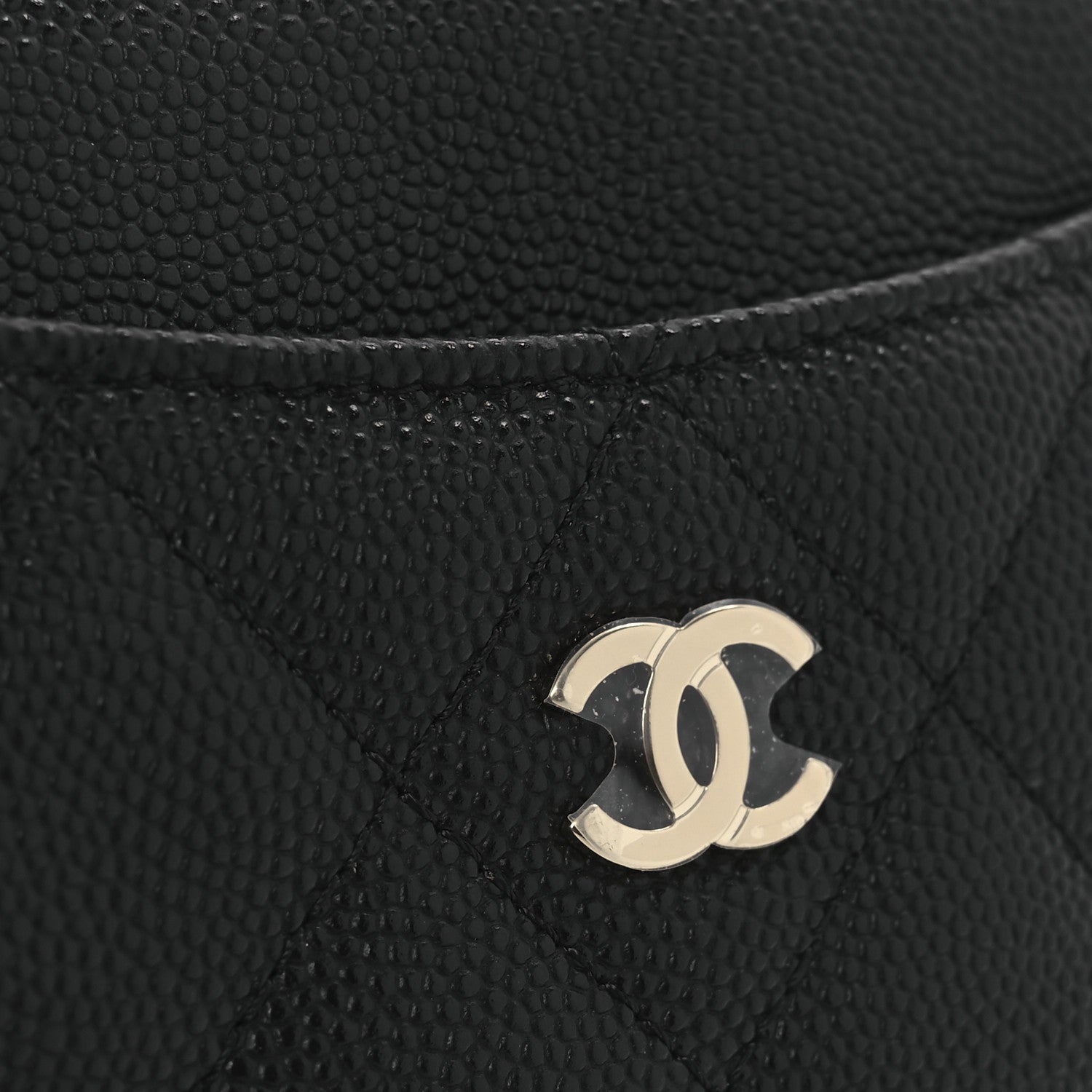 Caviar Quilted Zip Card Holder Wallet Black